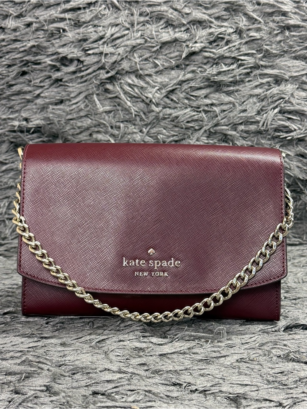 Kate spade Burgundy Saffiano Leather Chain Crossbody